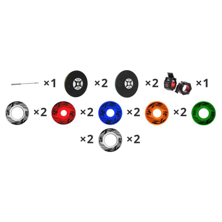 Black Training Barbell Set – 45kg – Men - 20kg